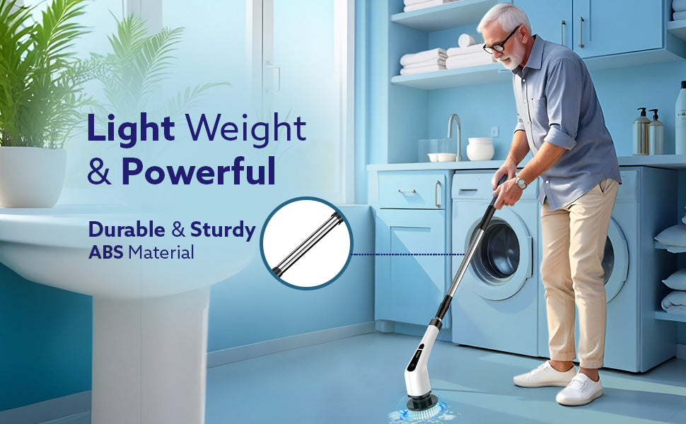 Electric Spin Scrubber, Cleaning Brush Scrubber for Home, 400RPM/Min, 8 Replaceable Brush Heads, 90 Min Work Time, 3 Adjustable Size, 2 Adjustable Speeds, for Bathroom, Floor Tiles, White