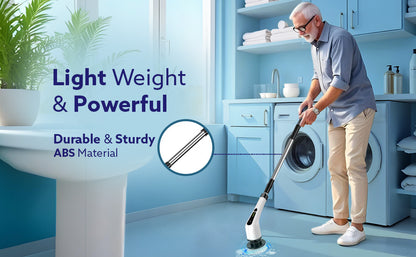Electric Spin Scrubber, Cleaning Brush Scrubber for Home, 400RPM/Min, 8 Replaceable Brush Heads, 90 Min Work Time, 3 Adjustable Size, 2 Adjustable Speeds, for Bathroom, Floor Tiles, White