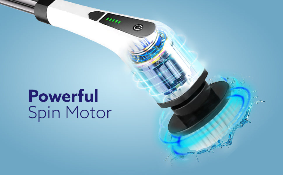 Electric Spin Scrubber, Cleaning Brush Scrubber for Home, 400RPM/Min, 8 Replaceable Brush Heads, 90 Min Work Time, 3 Adjustable Size, 2 Adjustable Speeds, for Bathroom, Floor Tiles, White